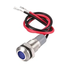 AC/DC 12V-24V 8mm Signal Indicator Lights Metal Shell for Industry Blue LED