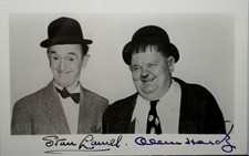 Stan Laurel Oliver Hardy 2x Autographed Postcard '40s-From Oliver Hardy Estate