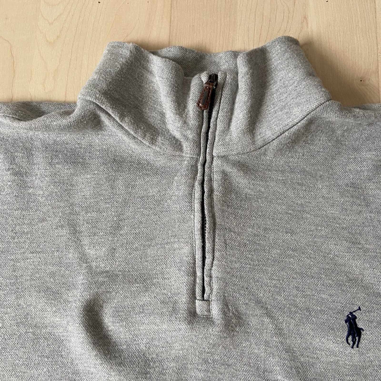 Polo Ralph Lauren Grey Heather 1/2 Half Zip Estate Rib Sweater Grey L image 3
