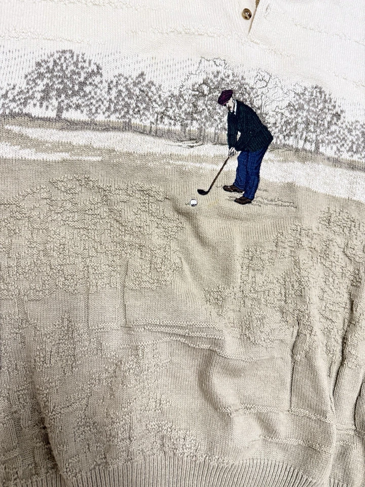 Suéter de punto bordado vintage de eslabones de ciprés hecho en EE. UU. XL Foto 2 de 4