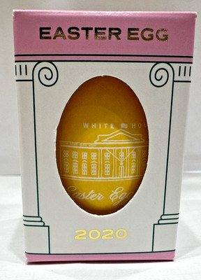 2020 Donald Trump  Offical Commemorative White House Wooden YELOW Easter Egg