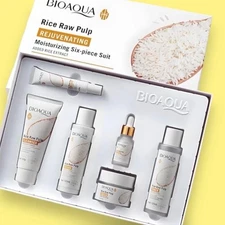 BIOAQUA Rice Raw Pulp 6-piece Skincare Set Whitening Moisturizing Anti-Aging