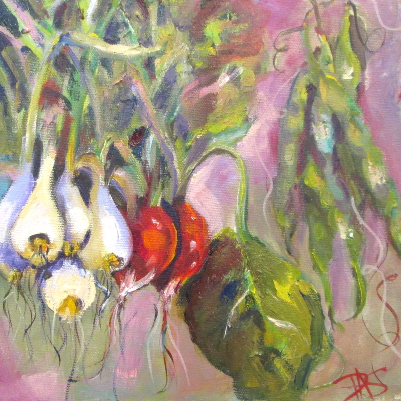 Delilah original oil painting impressionist garden vegetable still life