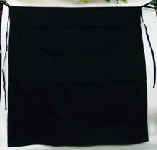 Half Size Bar Apron Short Black 32x32" Waiter Waitress Unisex Cotton Bistro Cafe