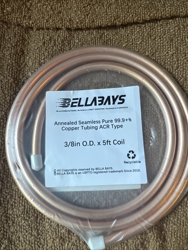 3/8" OD Copper Tubing 5ft - Seamless Soft Coil for HVAC, Refrigeration, DIY Proj