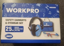 Workpro Safety Earmuffs and Eyewear Set. Blue. Brand New
