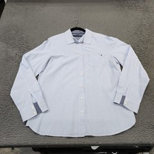 Tommy Hilfiger Shirt Mens Large Blue Stripe Long Sleeve Button Front Casual
