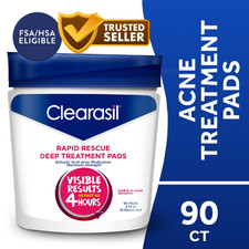 Clearasil Salicylic Acid Rapid Rescue Deep Treatment Acne Pads, 90 count