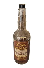Vintage Barber Shop Bottle Glass Hair Tonic FITCH Ideal Embossed 1950s 1960s