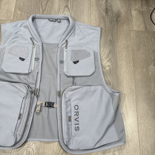 ORVIS Clearwater Mesh Fishing Vest Storm Gray Multiple Pockets Vest Size XL - Bild 3 von 5
