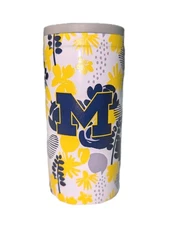 Logo Brands Michigan Wolverines Floral Slim 12oz Can Coolie / Tumbl