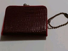 Vintage Miniature Red / Brown Leather Change Purse Rare Find
