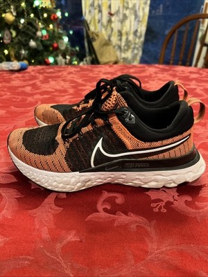 Nike React Infinity Run Flyknit 2 Women s  Running Shoes Orange Black Size 7.5