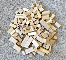 Lot Of 117 Natural Wood Blocks Montessori Preschool Building 7+lbs