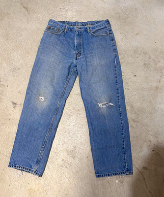 Levi's 550 Men's Light Wash Straight Leg Distressed 5-Pocket Denim Jeans