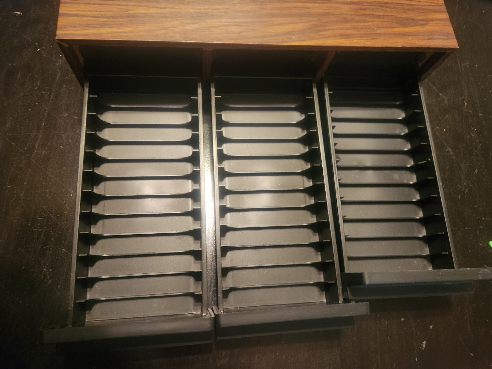 Vintage TEAC Cassette Tape Storage Case Holder 3 Drawer 36 Tapes Faux Wood Grain