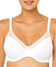 38B BALI One Smooth U BRA 3439 White UW Lightly Padded T-Shirt Sheer Inset
