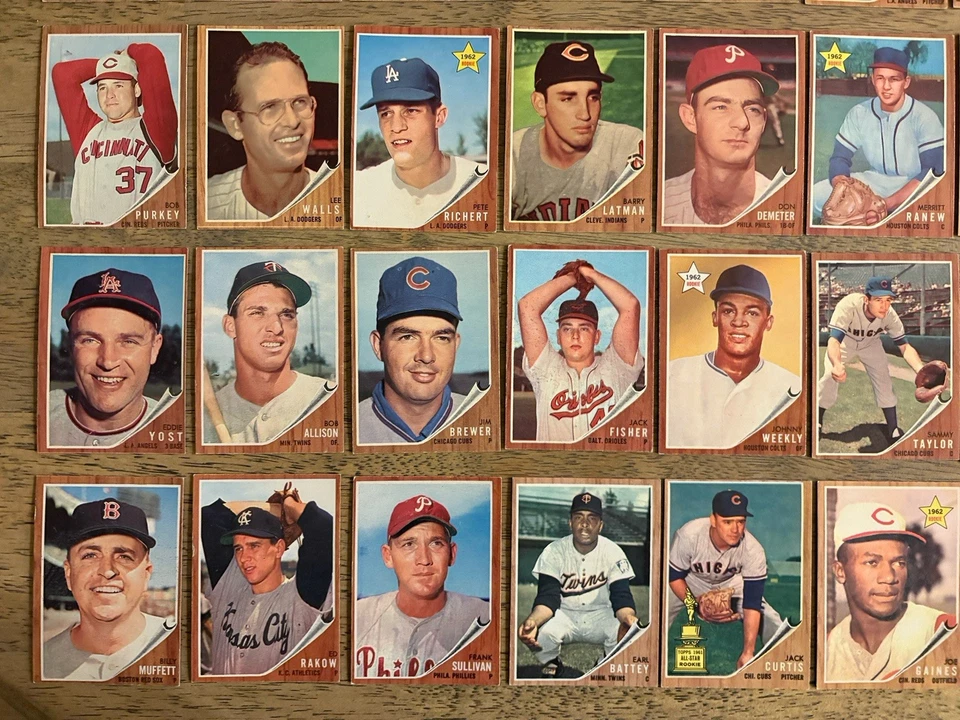 Lote de 50 tarjetas de béisbol 1962 Topps vintage novato estrellas radiocontrol semi-hi # EX-MT EX NÍTIDO Foto 4 de 4