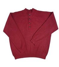 PETER MILLAR Ruxton Rib Button Sweater Wool Cashmere Size XL Red