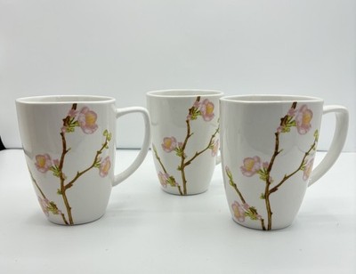 Corelle Coordinates Porcelain Cherry Blossom Tea/Coffee Cups Set of 3