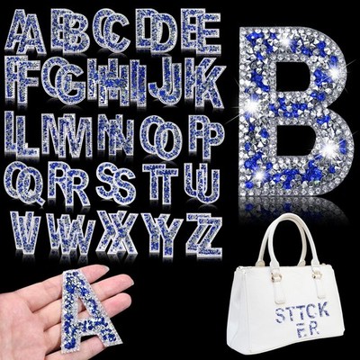 Glitter Resin Rhinestone Alphabet Letter Stickers Crystal Rhinestone Iron on ...