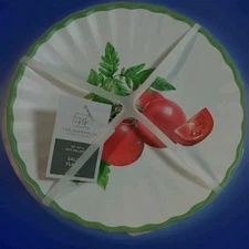 RACHEL ASHWELL 4 NEW Melamine Salad Plates FARMHOUSE ~Corn,carrot,tomato,peppers