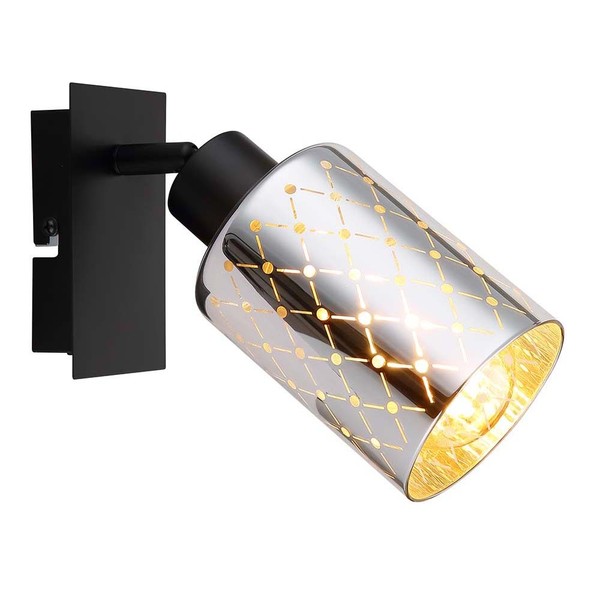 Wandlampe Wandleuchte Spotlampe Verstellbar Glas Verchromt Schlafzimmerlampe H 1-image