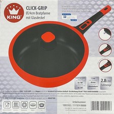 Bratpfanne KING , Click-Grip Xylan Plus Silver Diamond mit Glasdeckel, Aluguss