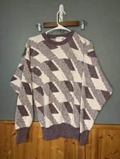 Vintage London Towne Knit Mens Coogi Style Cosby Pullover Sweater Size M Grandpa