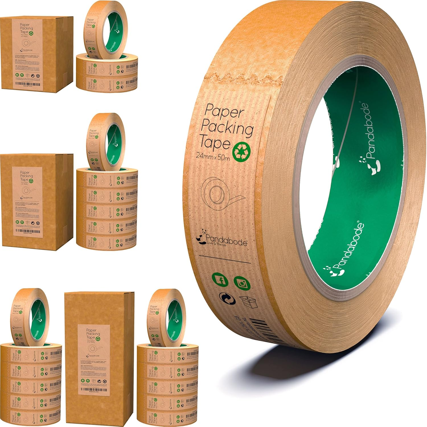 Paper Packing Tape 24Mm X 50M Strong, Sticky, Recyclable Brown Kraft Paper | 1/3