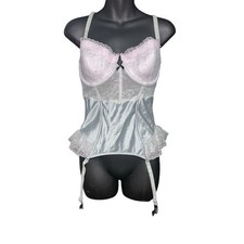 RARE FIND Victoria's Secret Lace-Up Corset Bra Satin green/Blue/grey colored Top