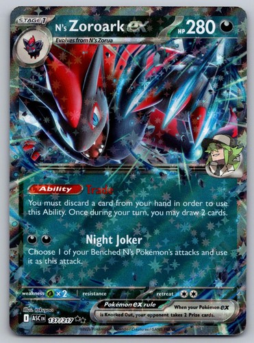 N's Zoroark ex 137/217 Double Rare Ascended Heroes Pokemon Holo Near Mint