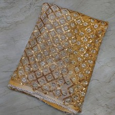 Vintage Indian Dupatta Long Scarf Sequins Hand Embroidery Georgette Veil Stole L
