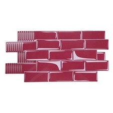 10Pcs 9.4"x4.7" Peel and Stick Backsplash Tiles Mable Tile Stickers, Burgundy