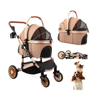 Pet Stroller for Medium Dogs, Smooth-Ride Dog Stroller with Detachable Carrie...