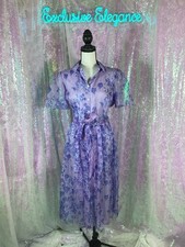 Carolina Herrera Purple Short Sleeve Belted Organza Midi Dress Sz 10 AUTH NWT￼￼
