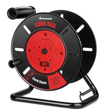Extension Cord Storage Reel w/ 4-Grounded Outlets, Heavy Duty Open Cord Reel