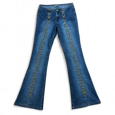 Mudd Lace Up Front Flare Jeans 5 Low Rise Bareback Hip Hugger
