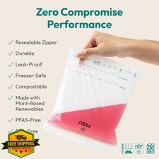 FEBU Compostable Sandwich Bags 180 Count PFAS BPA Free Food Storage Bags