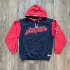 Stitches Cleveland Indians Mens M Pullover Hoodie Sweatshirt Blue Red