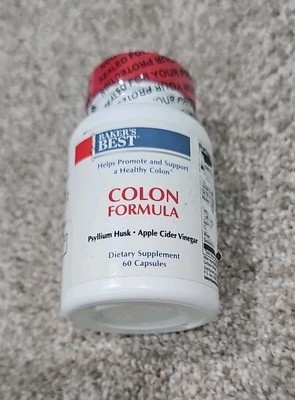 Baker's Best Colon Formula w/ Psyllium Husk, Apple Cider Vinegar, 60 Capsules