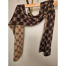 Michael Kors Reversible MK Logo Scarf in Brown and Tan