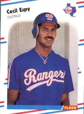 1988 Fleer Cecil Espy #465 RC Rookie Card Texas Rangers MLB Baseball Outfield.... rookie card picture