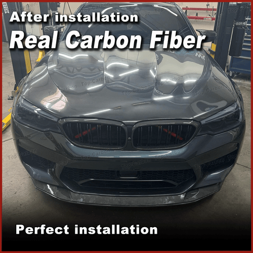 Spoiler anteriore in carbonio labbro anteriore splitter paraurti anteriore per BMW Serie 5 F90 M5 2018-19 - Foto 4 di 13
