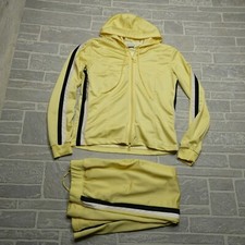 VINTAGE Nike Mesh Jersey Tracksuit Youth L 12-14 Yellow Hooded Jacket Pants