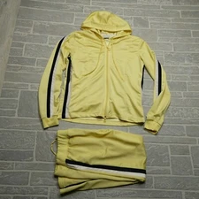VINTAGE Nike Mesh Jersey Tracksuit Youth L (12-14) Yellow Hooded Jacket & Pants