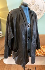 VTG Marvin Richards Womens Long Black Soft Genuine Leather Jacket Sz L USA Made