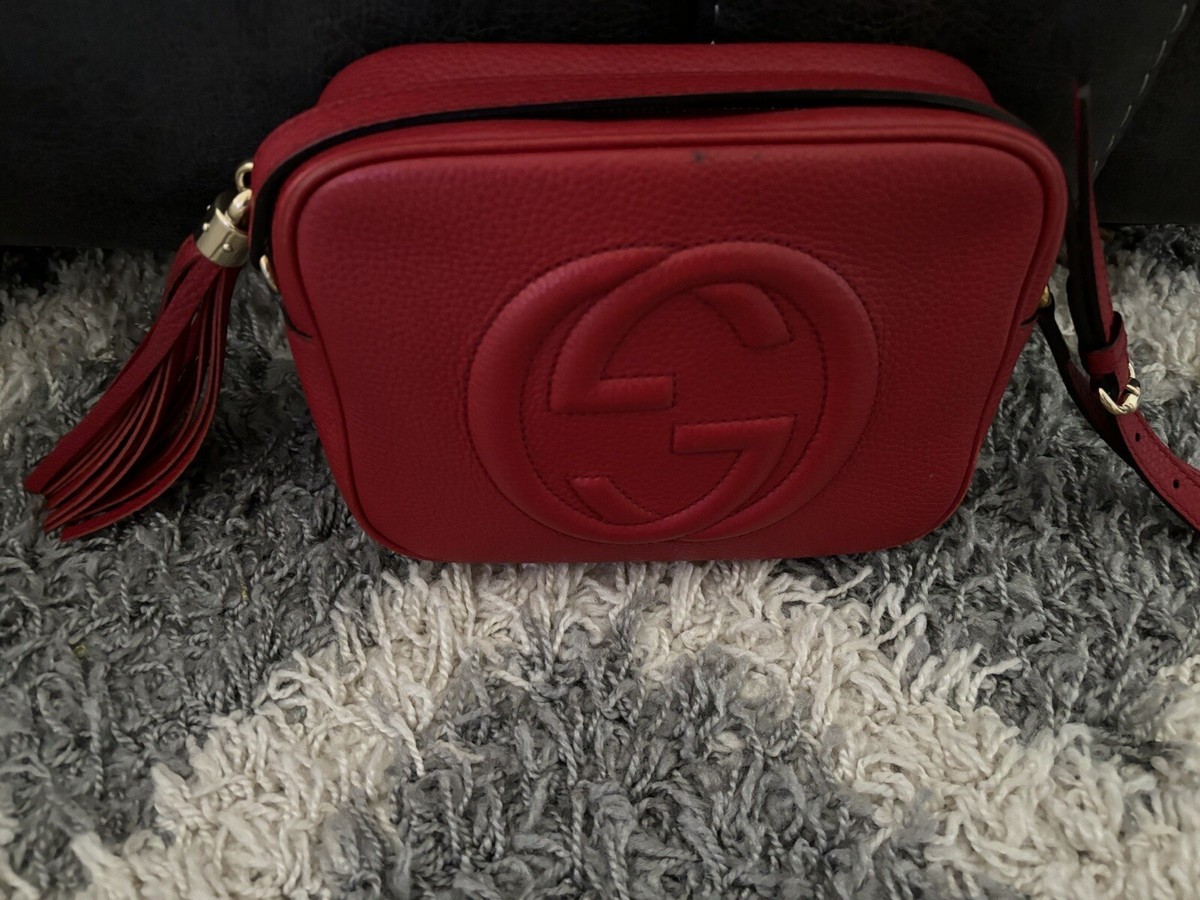 りょう☆GUCCI定番のディスコバッグ Gucci Authentic Pebbled Calfskin Small Soho Disco Bag In Tabasco