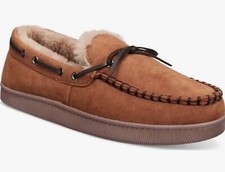 The Club Room Men's Moccasin Indoor/Outdoor Slippers Tan Size Small 6-7
