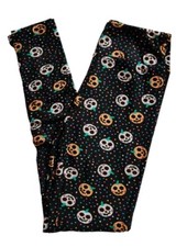 Lularoe Day of The Dead Pumpkins TWEEN Leggings Halloween Polka Dots NWOT